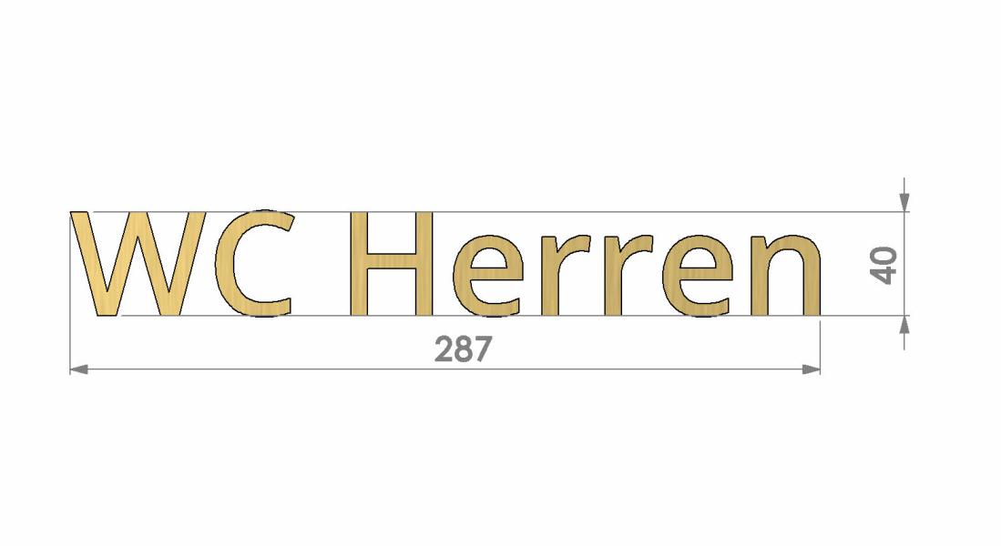 Messinglettern WC Männer Bemaßung