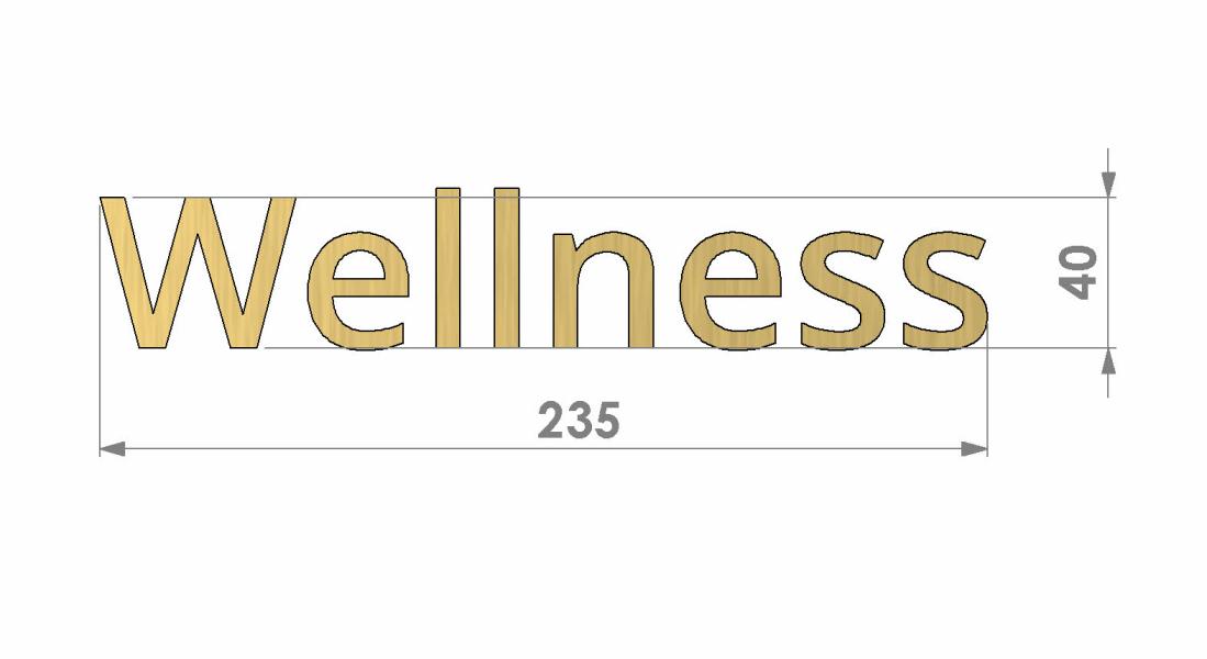 3D Letter gold Wellness Bemassung