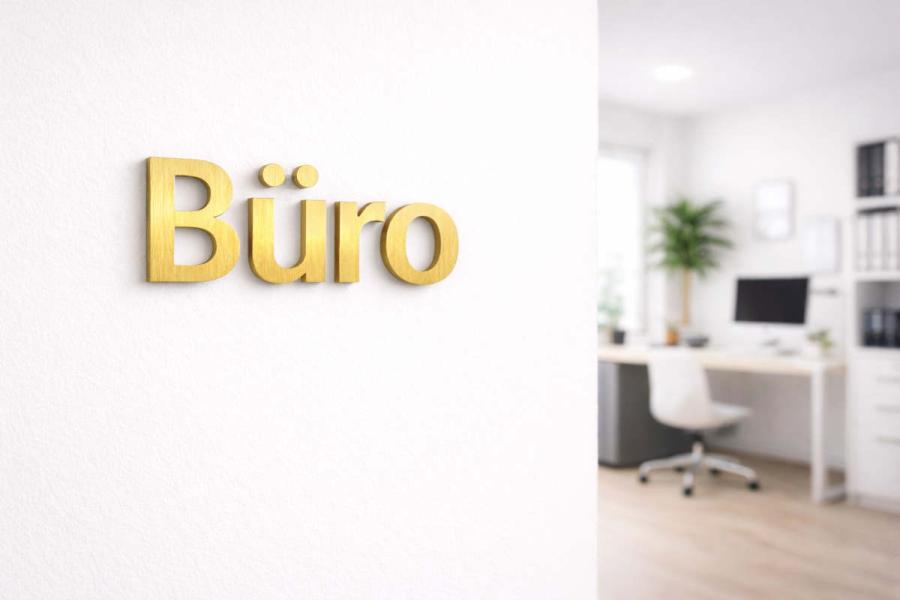 Beispiel Messingschriftzug montiert