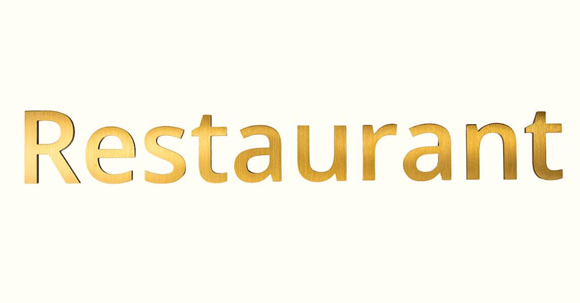 Messingbuchstaben geschliffen, lackiert "Restaurant"