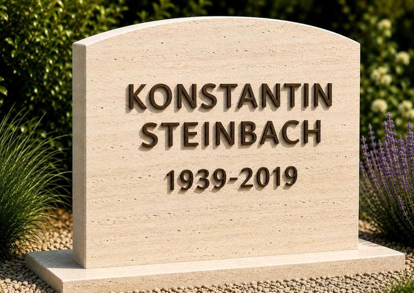 Grabbeschriftung aus Zinnbronze, Schriftgröße 40mm