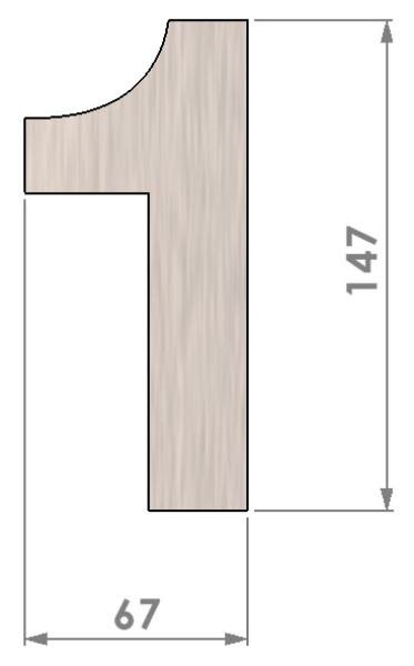 Bemaßung Edelstahl Hausnummer Zahl "1"