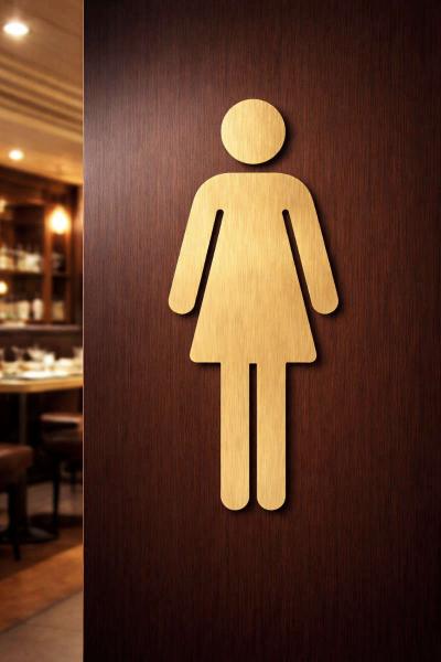 WC Piktogramm Frau Messing modern