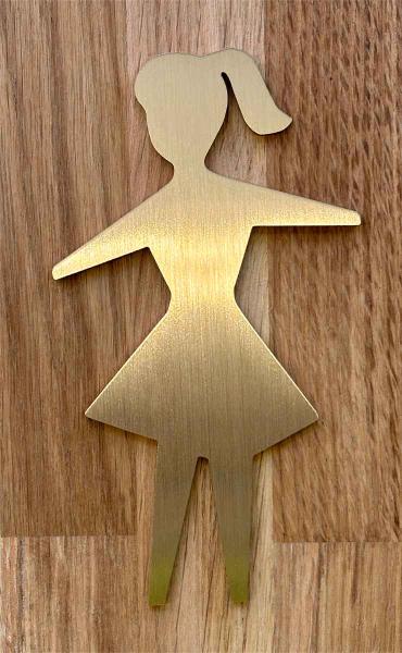 Piktogramm WC Damen auf Holz