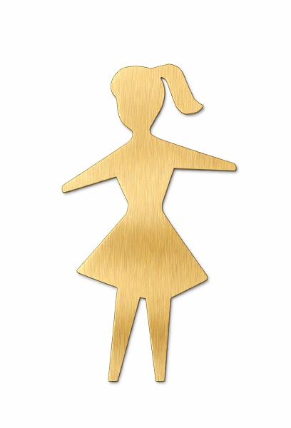 WC Piktogramm Dame Messing 150 mm geschliffen, lackiert