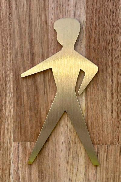 WC Symbol Herren auf Holz