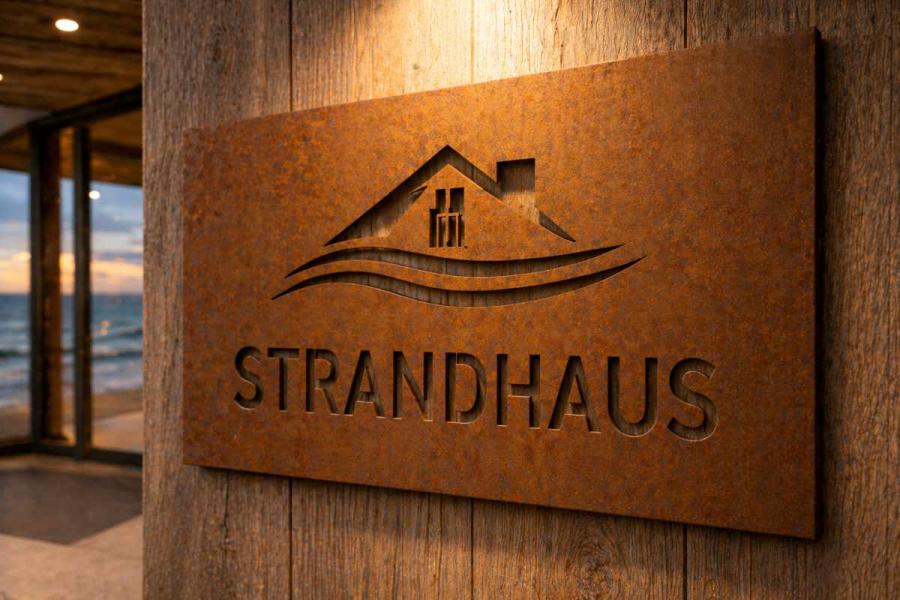 Cortenstahl Schild rechteckig mit Wunschlogo