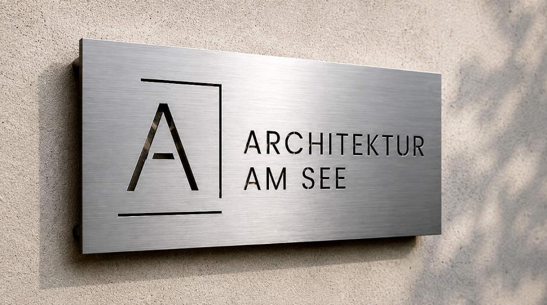 Elegantes Designschild mit individuellem Logo  - KI-generierte Produktvisualisierung