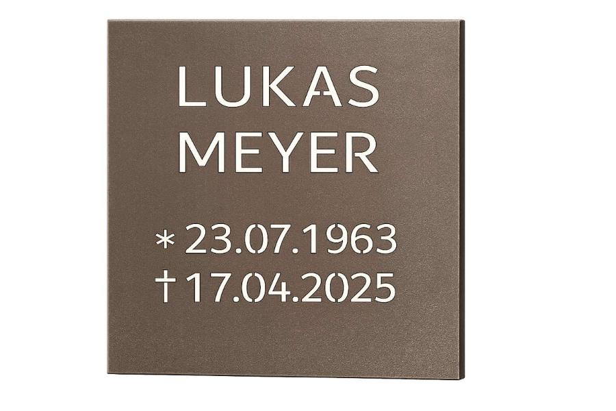 Dekupiertes Grabschild Zinnbronze