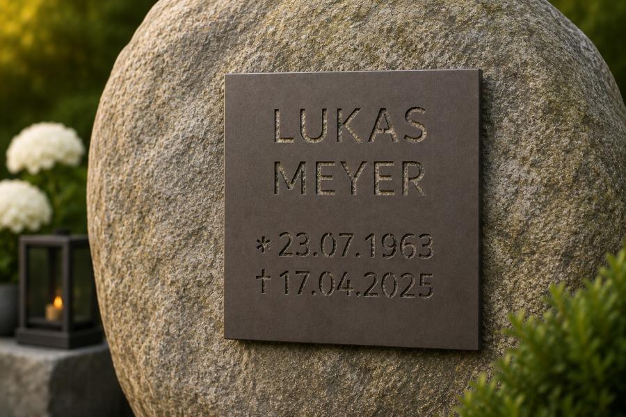 Würdevolle Grabgestaltung, Gedenkschild Zinnbronze