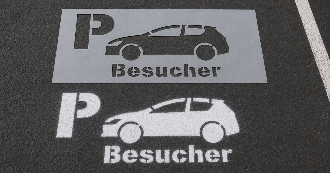 Sprühschablone aus Edelstahl Stellplatz Besucher