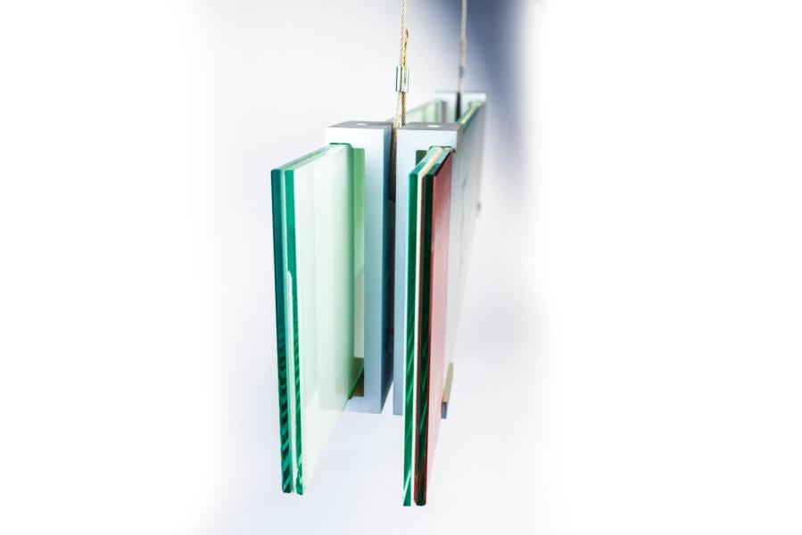 VIGO Deckenhänger 595 x 106 mm indoor aus Glas und Aluminiumhalterung