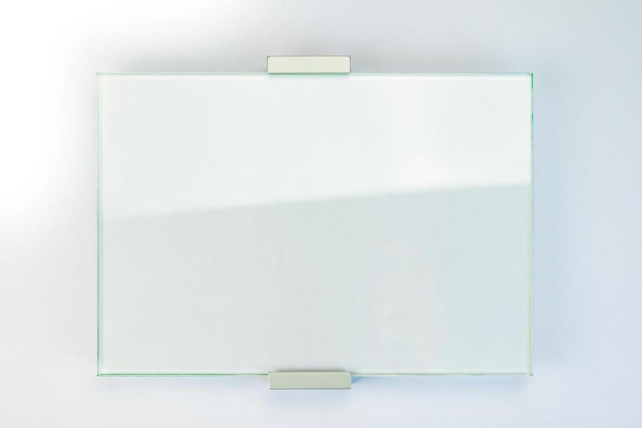VIGO Türschild 211 x 149 mm aus Glas und Halterung aus Aluminium