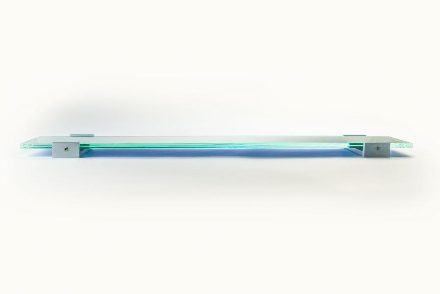 VIGO Wandschild 595 x 106 mm indoor aus Glas und Halterung aus Aluminium