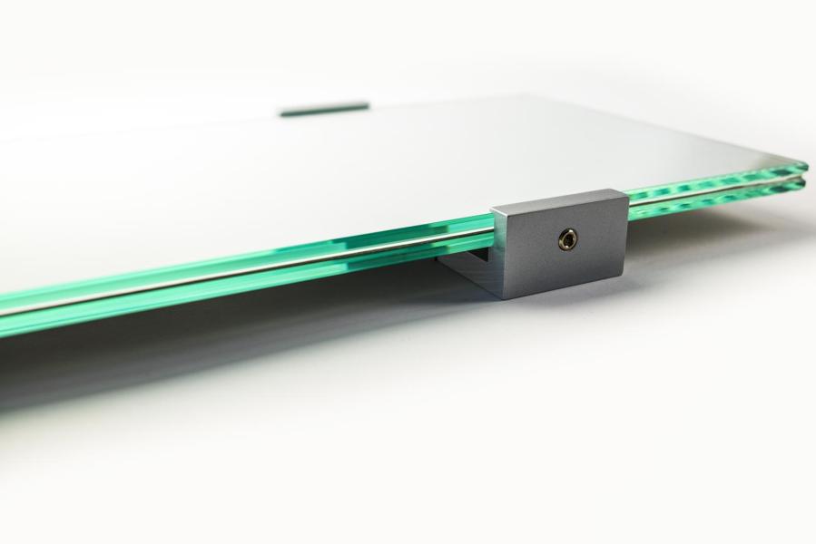 VIGO Wandschild 841 x 149 mm indoor aus Glas und Halterung aus Aluminium