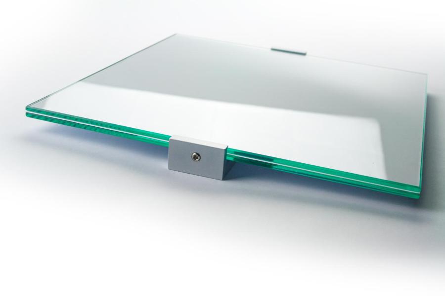 VIGO Wandschild 285 x 298 mm indoor aus Glas und Aluminium Halterung