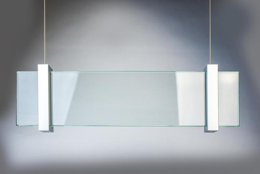 VISIGN Deckenhänger 421 x 106 mm outdoor aus Glas und Aluminium Halterung