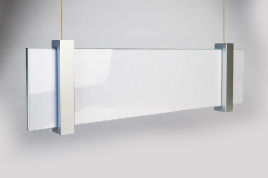VISIGN Deckenhänger 421 x 106 mm indoor aus Glas und Aluminium Halterung