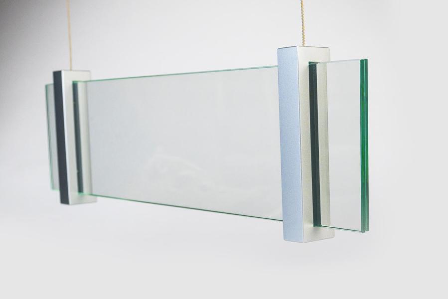 VISIGN Deckenhänger 421 x 106 mm indoor aus Glas und Aluminiumhalterung