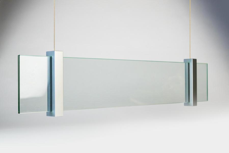 VISIGN Deckenhänger 595 x 106 mm indoor aus Glas und Aluminium