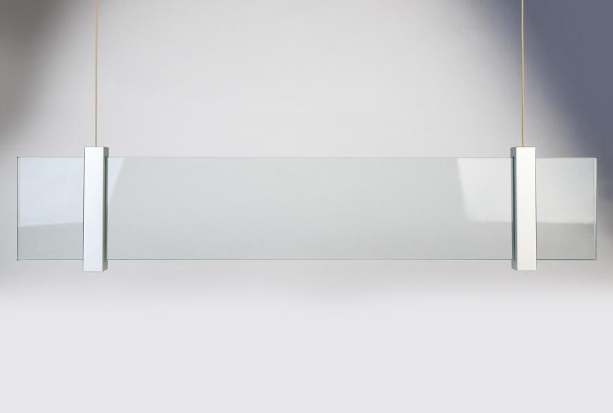 VISIGN Deckenhänger 595 x 106 mm aus Glas und Aluminium