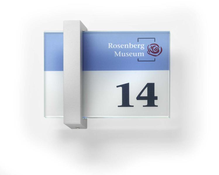 VISIGN Türschild 149 x 106 mm aus Glas mit Aluminiumhalter mit austauschbarer Beschriftung