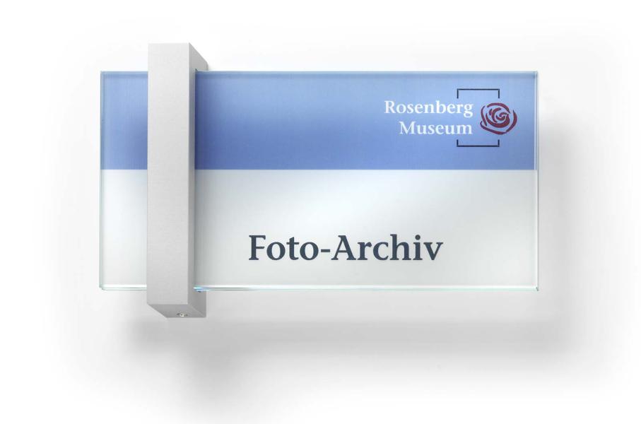 VISIGN Türschild 211 x 106 mm aus Glas mit Aluminiumhalter mit austauschbarer Beschriftung