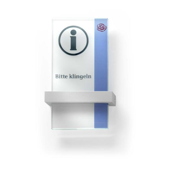 VISIGN Türschild 211 x 106 mm aus Glas und Halterung aus Aluminium