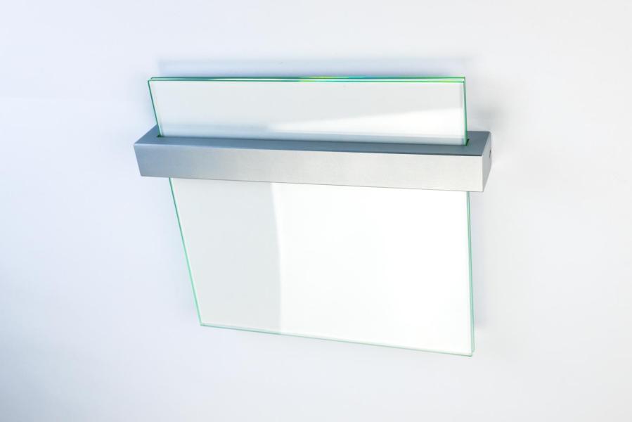 VISIGN Türschild 200 x 211 mm aus Glas und Halterung aus Aluminium