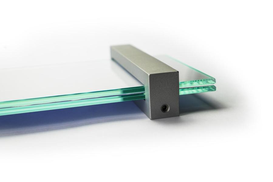 VISIGN Wandschild 421 x 106 mm indoor aus Glas und Aluminiumhalterung